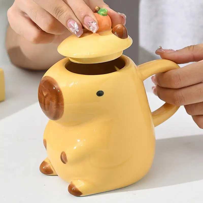 Christmas Mug Ceramic Coffee Mug Tea Mug Novelty Capybara Mug Christmas Gift Cute Milk Coffee Cup Funny Tea Cup with Lid D260323