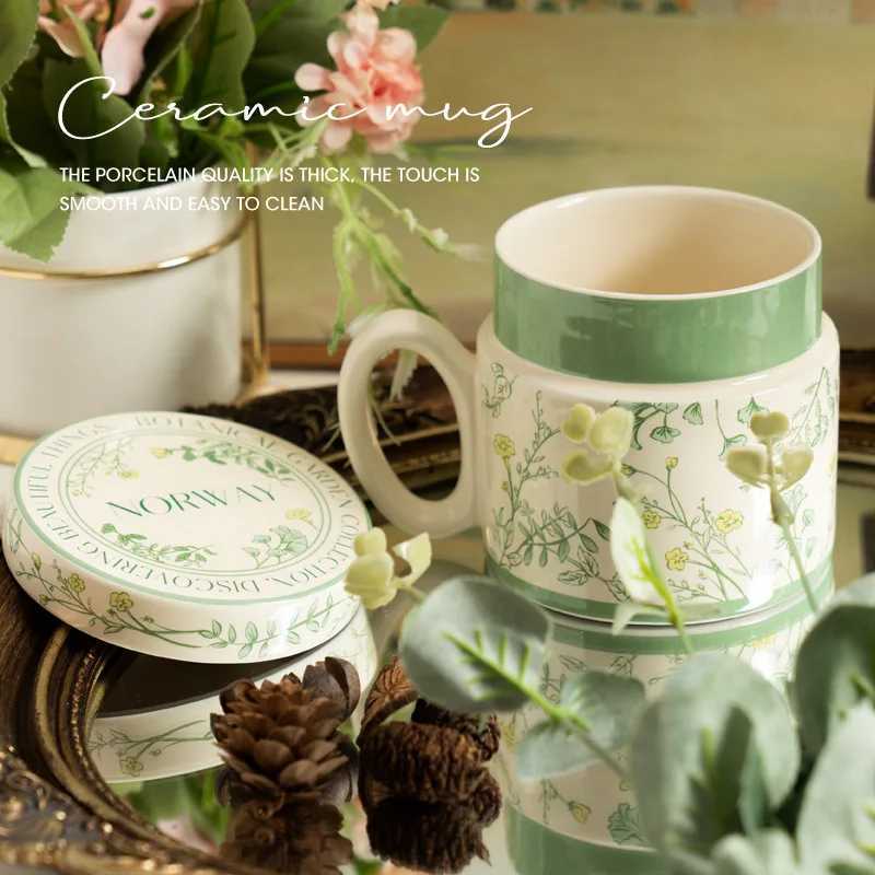 18 Style Options with Lids Coffee Mugs for Couples Ceramic Mugs That Can Fit in the Microwave and Dishwasher D260323
