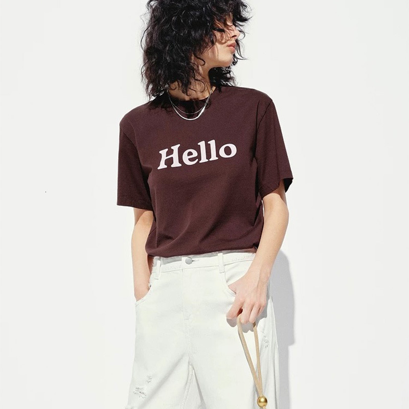 Summer New Simple Hello Polo Designer T-shirt Letter Designer Hoodie Print Cotton Short Sleeve Versatile Classic Round Neck American Loose Fit T-shirt