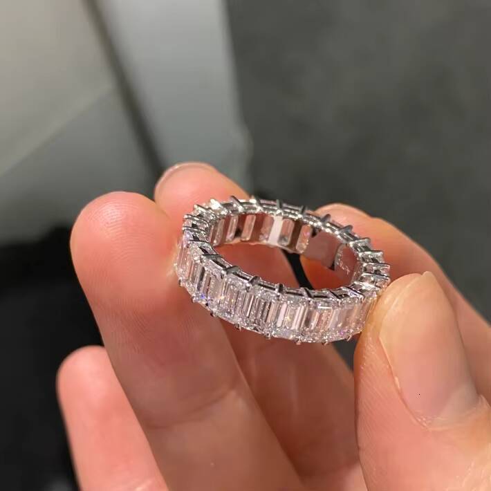 Emerald Eternity Band Lab-grown Diamond Lab Grown Diamond 14K 18k Gold Band Ring IGI Certificated Wedding Band Rings