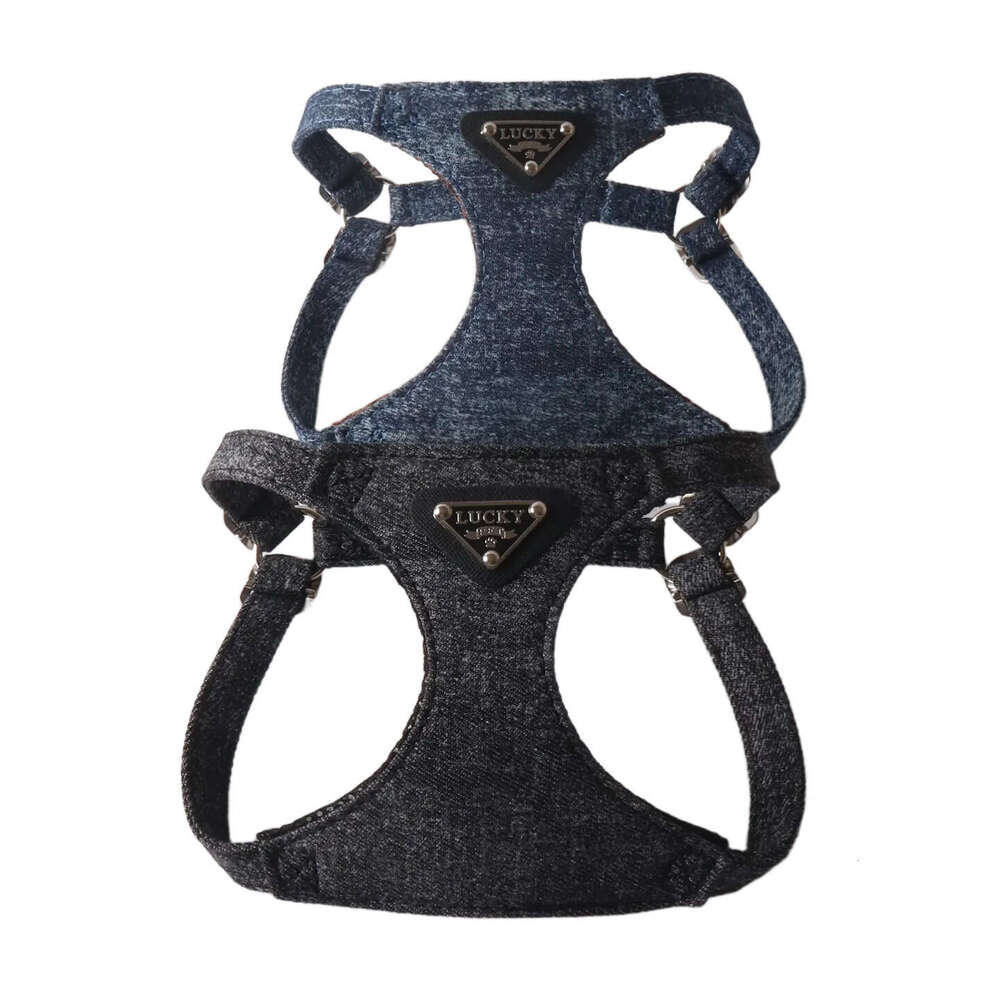 Dog Cat Harness Aminger Walking Small Dog Leash Chest Harness Vest Snowflake Denim Triangle Logo Pet Supplies Dog Cat Collar