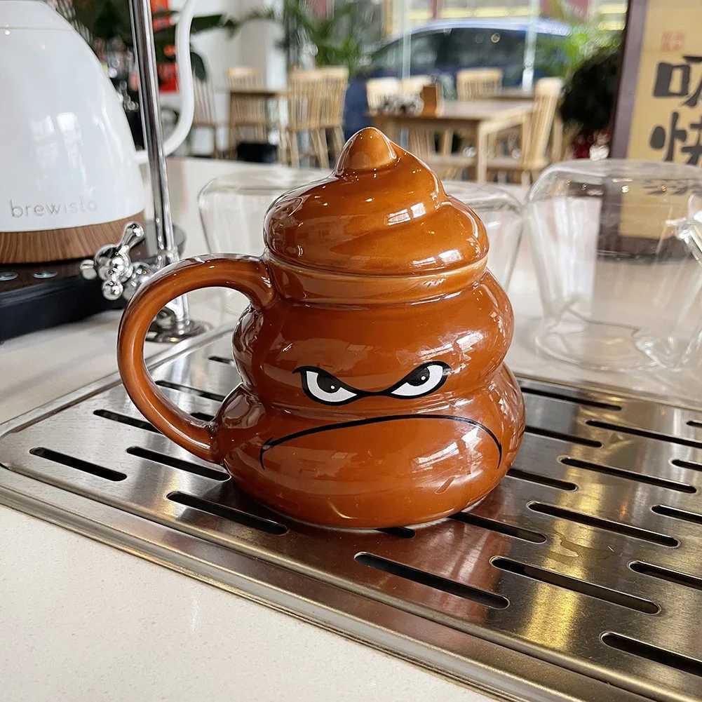 Poop Ceramic Cup480ml Creative Coffee Cups with Spoon for Home OfficesNaughty Prank Drinkware Mug for Birthday Christmas Gift D260323