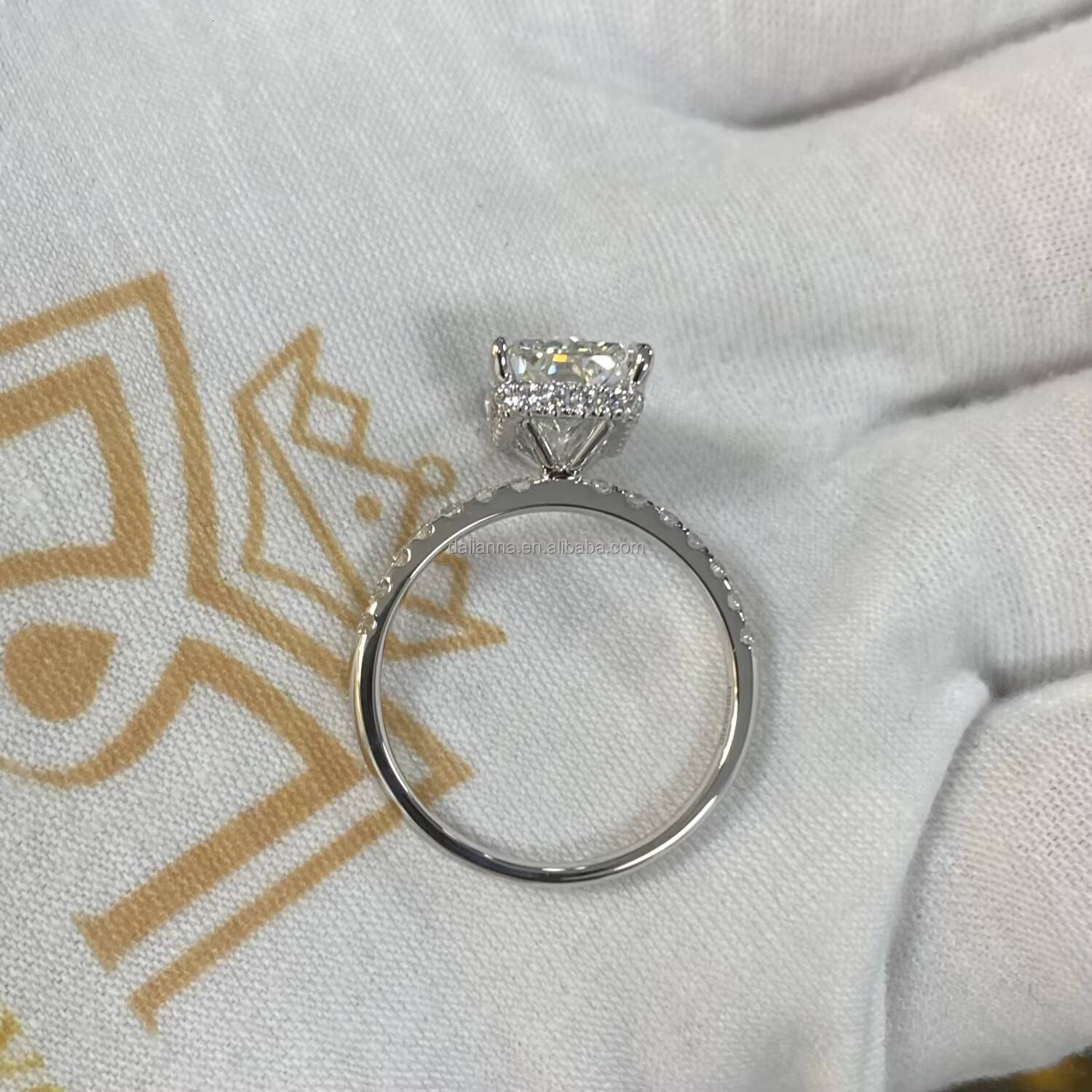 Radiant Cut Lab Grown 1-5 Ct Solid Gold 14K/18K White Gold 4 Prong Pave IGI Certified D-G Color VVS1-VS2 Womens Ring