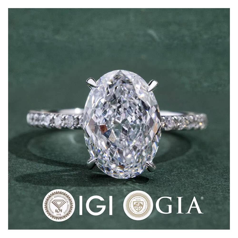 Custom Jewelry Engagement Wedding 18k White Gold Oval 1CT 15CT 2CT 3CT IGI Lab Grown Diamond Ring