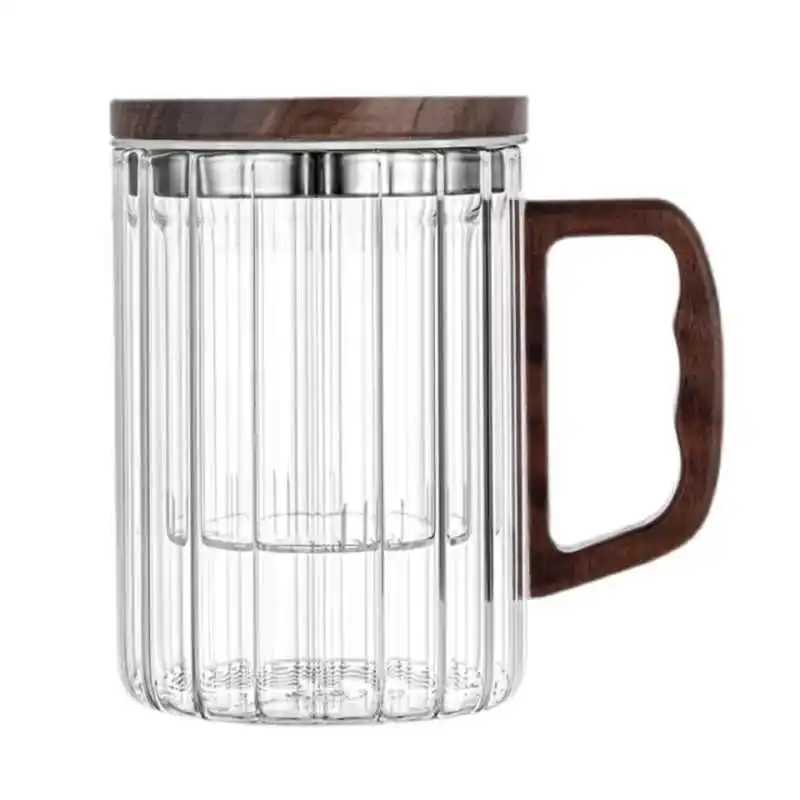 Vertical glass tea separation tea cup Personal office water cup Home filter coffee cup with lid D260323