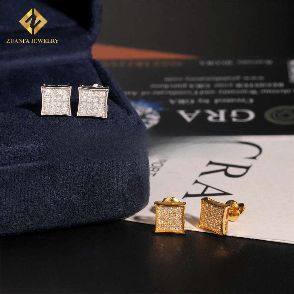 Ready to Ship Wholesale Hip Hop Jewelry Ear Studs VVS Moissanite Diamond 925 Sterling Silver Iced Out Stud Earring Men Women