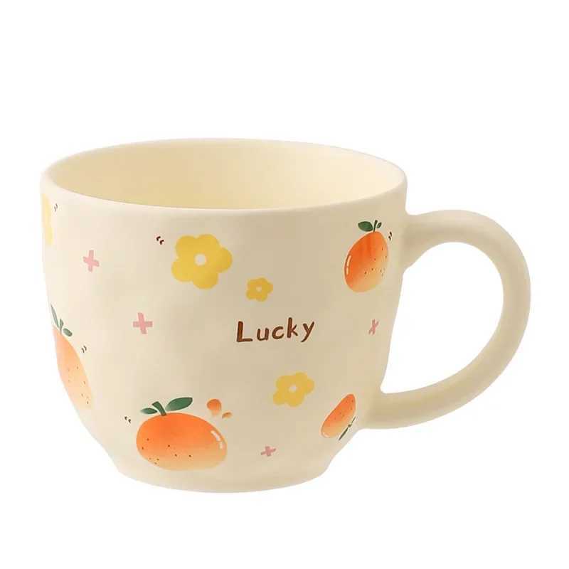 Cute Fruit Pattern Ceramic Mug Strawberry Coffee Cup Oatmeal Breakfast Cup Water Cup Valentines Day Present Couple Water Cups H260323