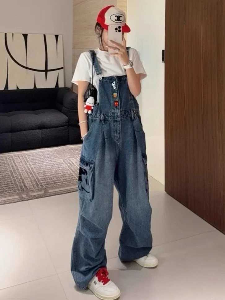 Spring and Summer New Womens Denim Jumpsuit Loose Commuting High Waisted Overalls M260323