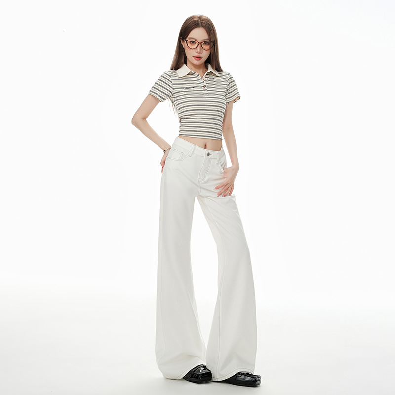 Brand New High-tech Fabric Summer Thin Petite Women's Micro-flared Jeans Loose Straight Cut Designer Pants With A Cool Flowing Feel