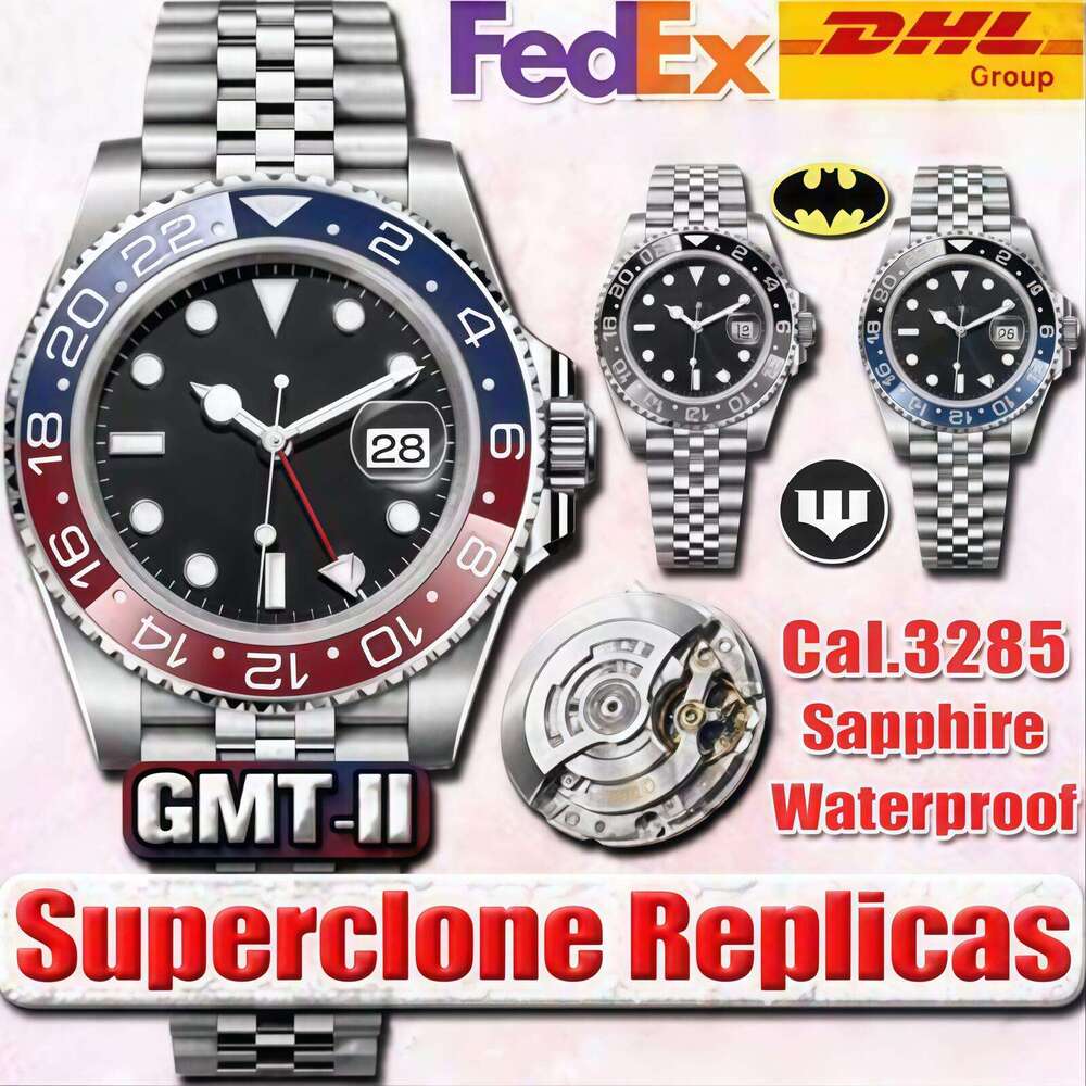 Clean Factory Luxury Men's Designer Watch 40MM, 3285 Movement, Stainless Steel, Ceramic Bezel, Sapphire Glass, Luminous Waterproof, Bruce Pepsi Batman Style
