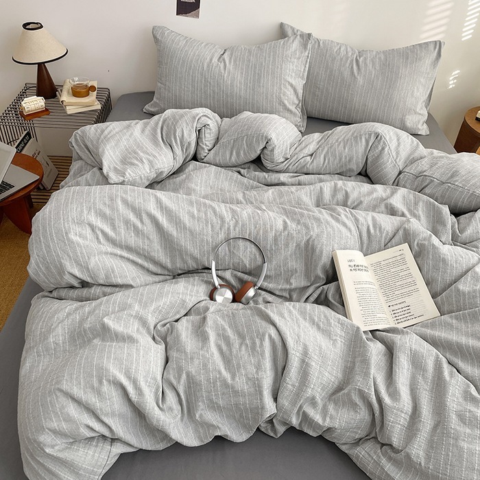 Class A four-piece bedding set, high-weight cationic solid color duvet cover, bed sheet, student dormitory three-piece set