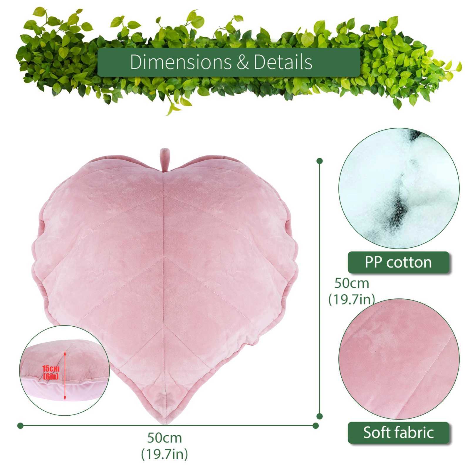 3D Leaf Throw Pillow Strawberry 50cm Oversized Decorative Plant Pillow Soft Plush Leaf Shaped Cushion Novelty Plush Backrest H260323