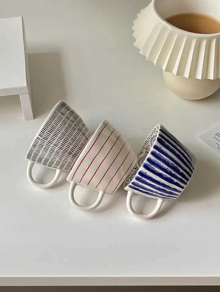 Instagram style retro hand held irregular ceramic coffee cup H260323