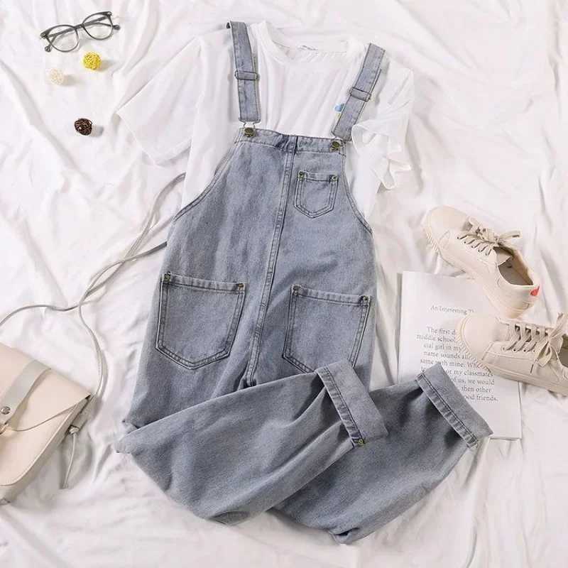 Jumpsuits Women Denim Blue Preppy Style Lovely Chic New Spring College Fashion Leisure Distressed Strap Overalls Korean Harajuku M260323