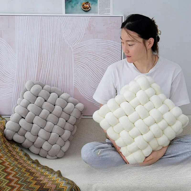 Floor Futon Seat Cushion Detachable Butt Cushion Twist Woven Cushion Tatami Mat Lazy Sofa Yellow Throw Pillow Back Cushion H260323