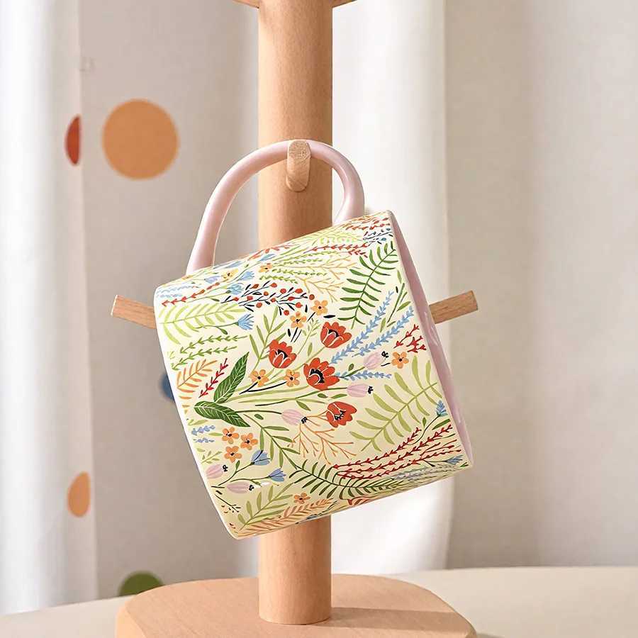 Ceramic cup Coffee cup Water cup Mug Tea cup Cup Office Personal Dedicated Japanese style Ceramic Floral pattern Couple For home H260323