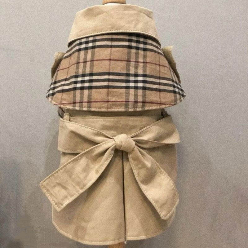 Luxury Dog Clothes Fashion Lapel Striped Grid Puppy Windbreaker Coats, British Style Lightweight Dog Jacket for Westie Maltese Poodle Yorkshire Terrie