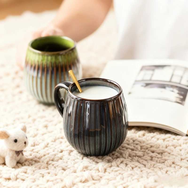 480ml Japanese style Kiln Glaze Coffee Mug Gradient Retro Ceramic Cup Office Household Breakfast Milk Cups Water Cup couple cup D260323