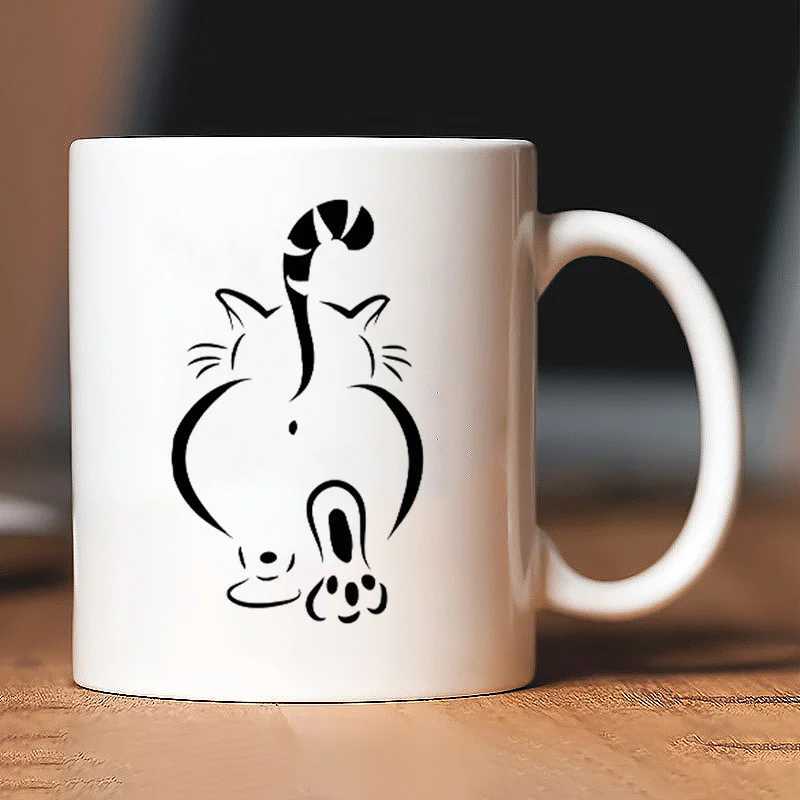 1pc Insulated ceramic cat cup reusable large capacity coffee cup only hand washable machine washable H260323