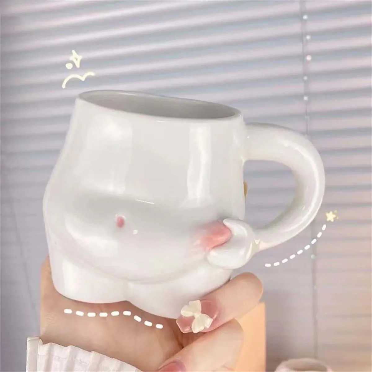 European 320ml Ceramic Cup Cute Belly Cup Coffee Cup Set Creative Art Milk Cup Modern Living Room Home Decoration Accessories D260323