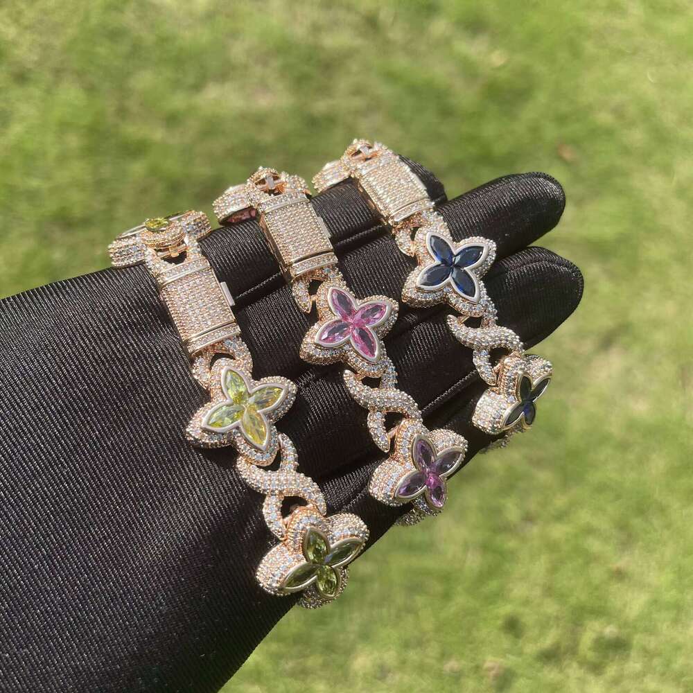 BOYI 2026 Clover Copper Moissanite Vvs Personalized Fashionable Hip Hop Bracelet For Men And Women Jewelry