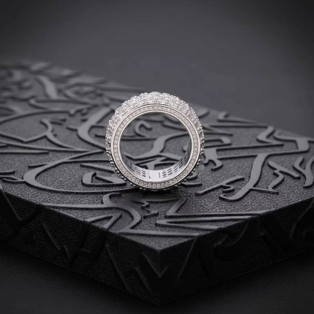 Solid 9K 10K 14K 18K 22K Gold Custom Jewelry Hip Hop IGI Certified VVS Lab Grown Diamond Iced Out 3 Rows Band Eternity Band Ring
