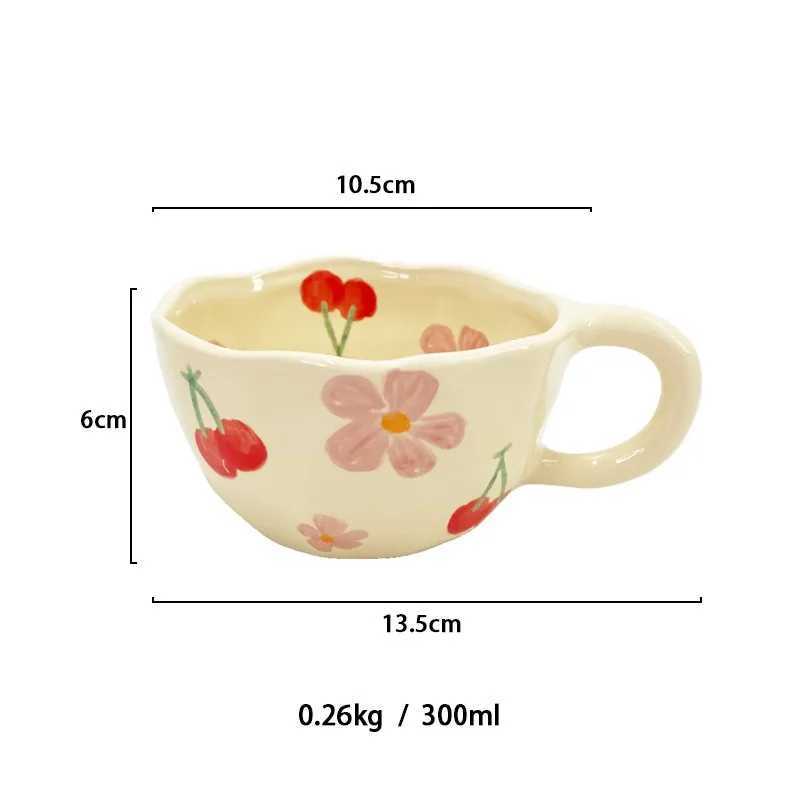 Ceramic Mugs Irregular Flower Coffee Milk Yellow Hand Pinched Cups Cute Korean Style Oat Breakfast Juice Black Tea Kawaii Cup D260323