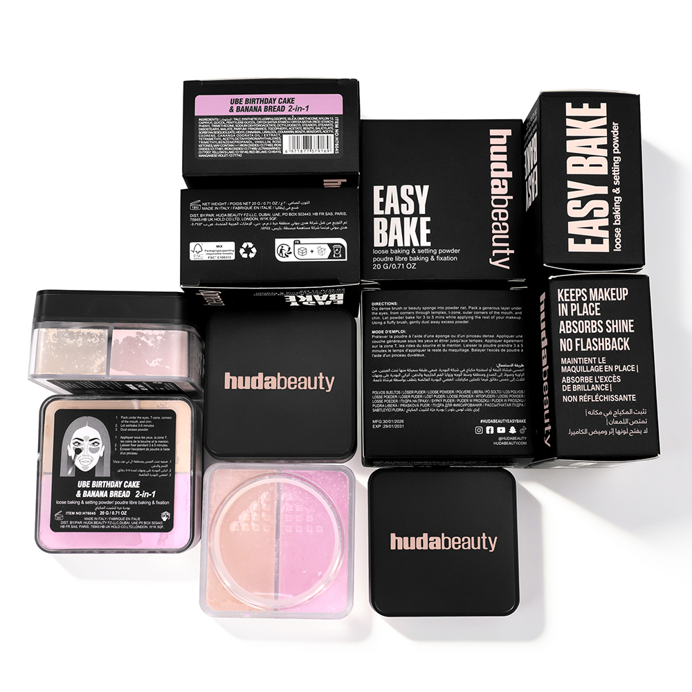 HUDAbeauty 2-in-1 Easy Bake Loose Powder Dual Shade Baking Setting Powder with Long-Lasting Oil Control Lightweight Matte Finish Ideal for All Skin Ty