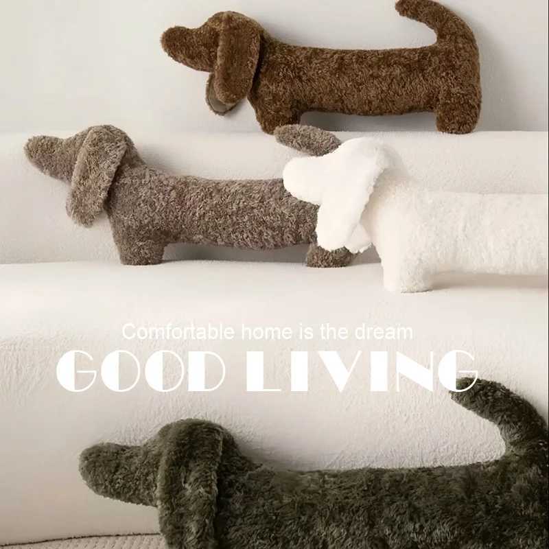 Dachshund Shaped Plush Pillow Fluffy Teddy Fleece Sausage Dog Cushion for Sofa Bed Pet Lover Gift Cute Home Decor Hug Pillow H260323