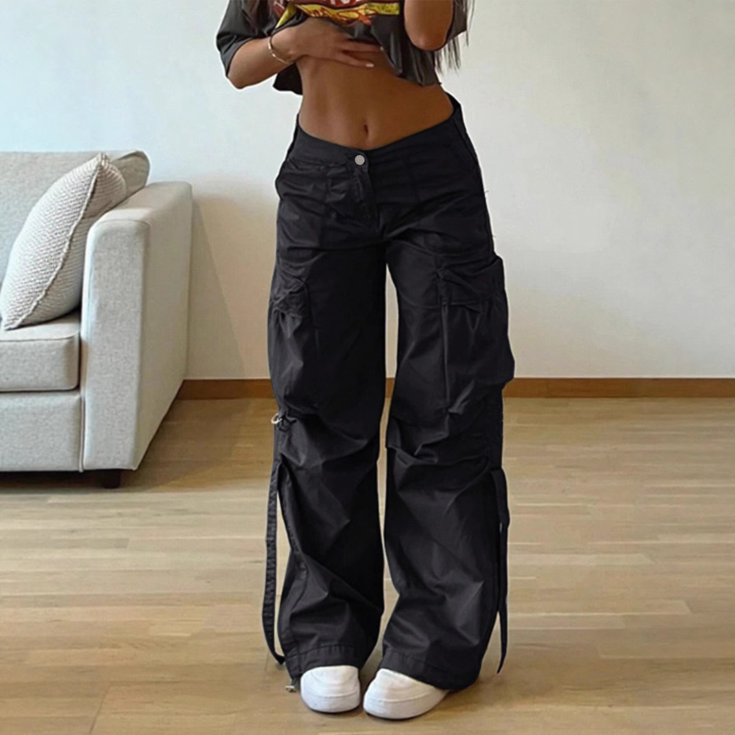 European And Designer Pants American Workwear Pants For Women Casual Pants New Summer Style American Retro Multi-pocket Loose Straight Pants