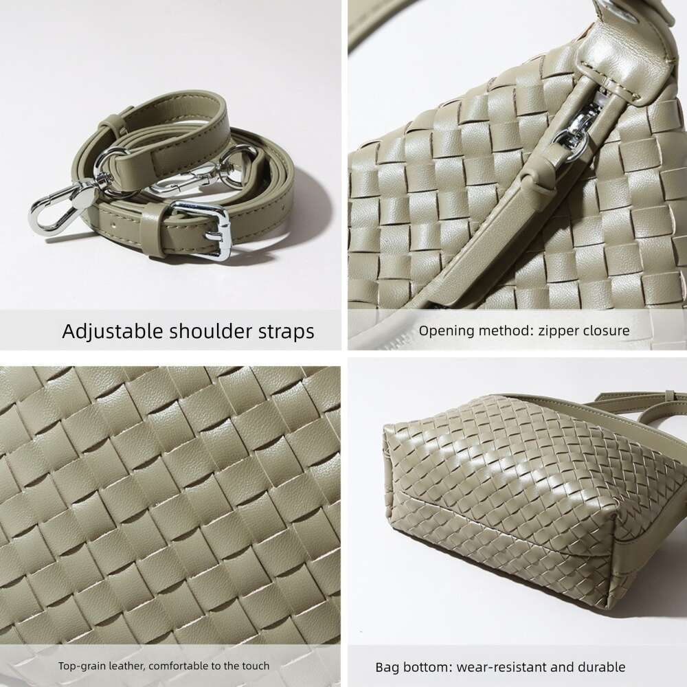 Hot Sale Genuine Leather Women Top Layer Cowhide Crossbody Shoulder Commute Tote Dumpling Woven Vintage Bag SENYY