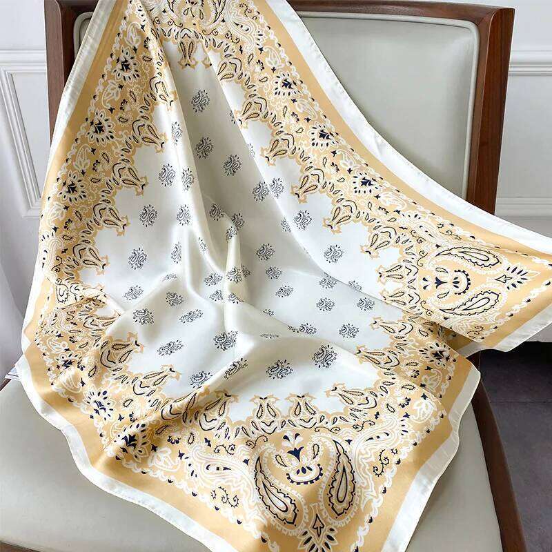 70*70Cm Letter Print Silk Scarf Women Hairbands New Elagant Floral Bandana Neck Kerchief Head Bands Foulard Female Scarfs