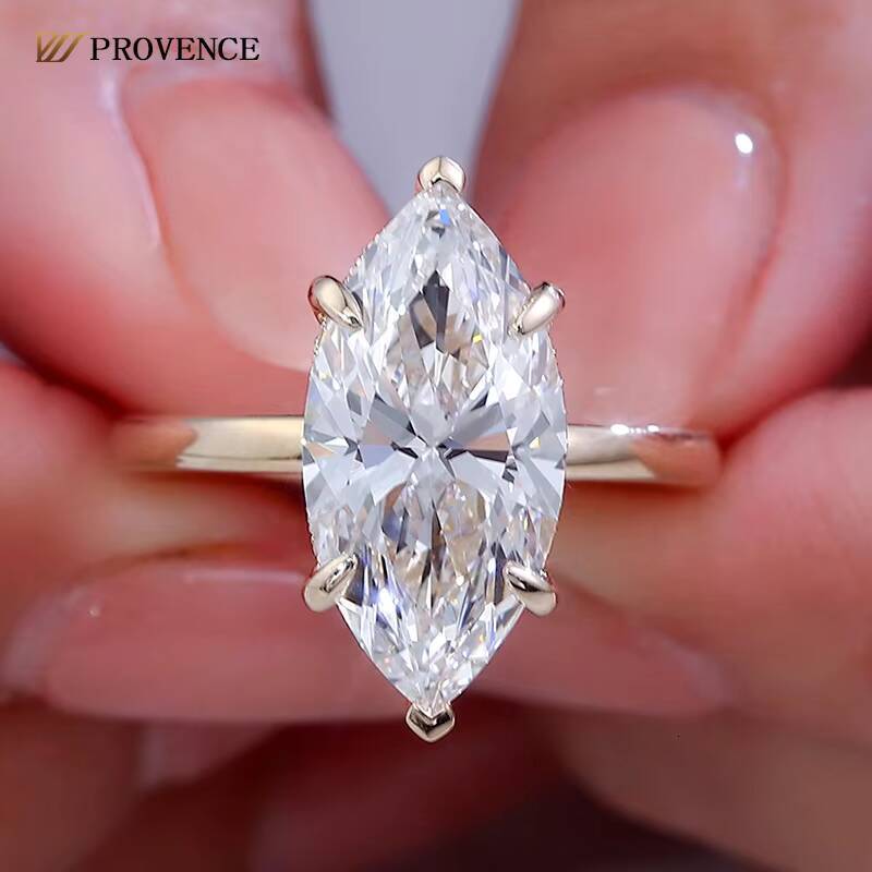 509ct Marquise Cut DEF VVS Lab Grown Diamond Rings 18K Solid Yellow Gold Fine Rings Engagement Rings for Women Anniversary Gift