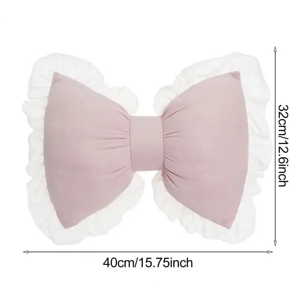 Sofa Pillow Pink Bow Lace Decoration Plush PP Cotton Filled Pillow Bed Sofa Support Pillow Car Seat Matching Pillow H260323
