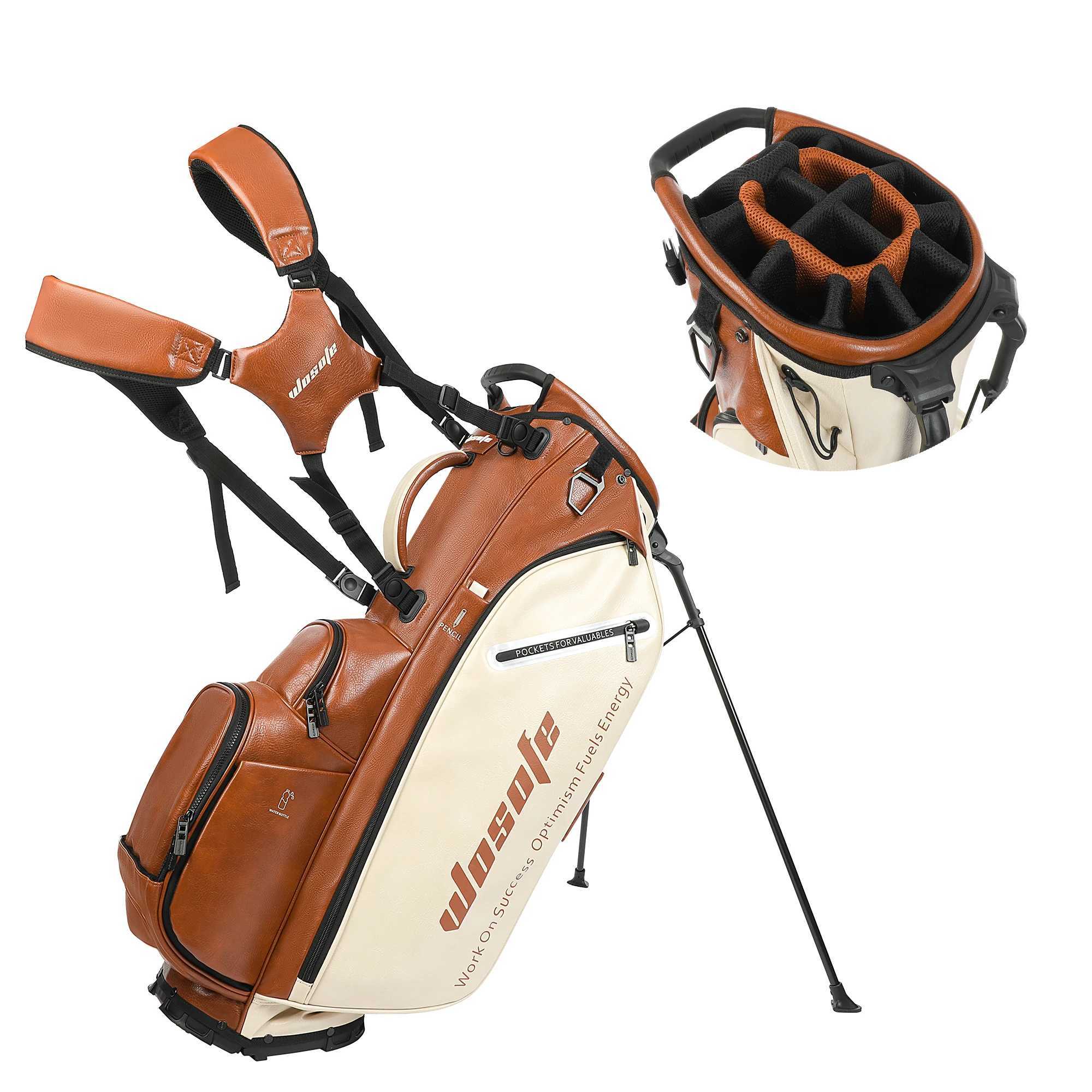 Lightweight Golf Stand Bag for Men Women PU Material 14/6 Way Dividers 6 Way Top Dual Strap with Stand Feature D260323