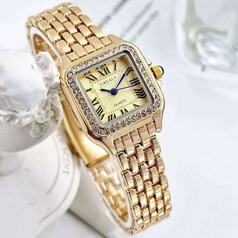 New Luxury Women Fashion Square Wristwatch Casual Quartz Simple Rhinestone Ladies Clock Relogio Feminino Woman Watch 26Y0323