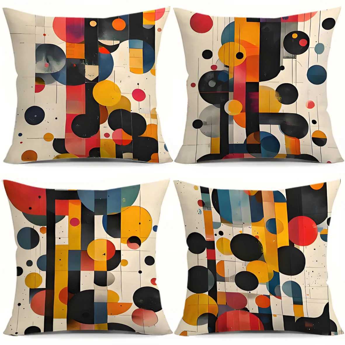 4pcs Colorful patterned dots digital printing pillow cover Short plush Suitable living rooms bedrooms sofas throw cushion cover H260323