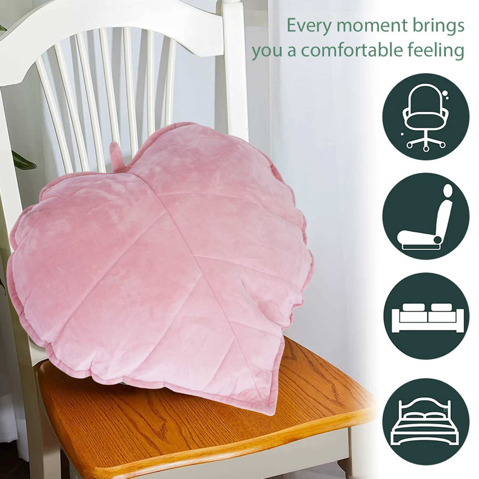 3D Leaf Throw Pillow Strawberry 50cm Oversized Decorative Plant Pillow Soft Plush Leaf Shaped Cushion Novelty Plush Backrest H260323