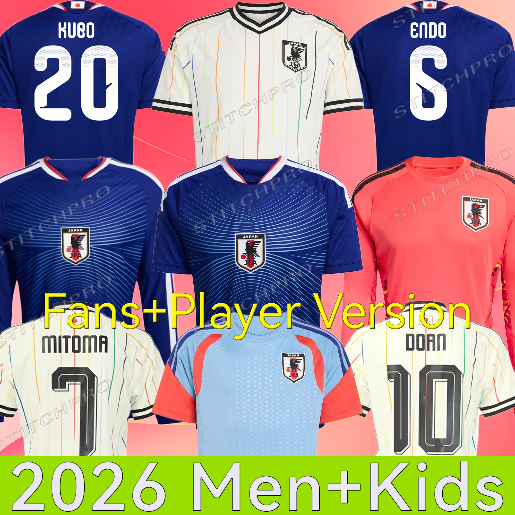 2025 2026 JaPaN Soccer Jerseys fans Player version Long sleeve 25 26 Kami cartoon YEARS AYASE K.NAKAMURA MINAMINO OGAWA KAMADA TANAKA SOMA Kids kits football shirt 3XL
