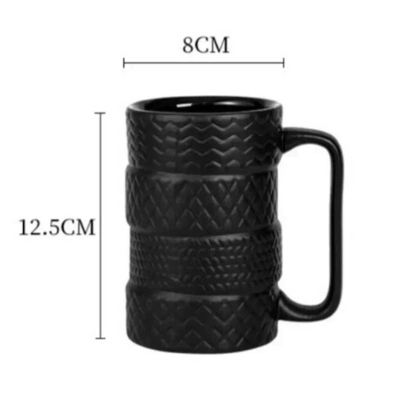 1Pcs Tire Ceramics Mug Creative Novelty Tire Shaped Cup Large Capacity Heat-resisting Office Home Coffee Breakfast Mugs Gifts D260323