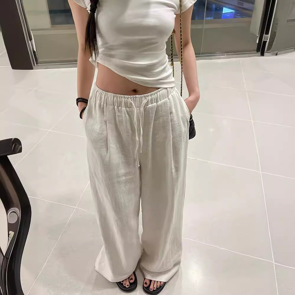 Non-see-through Washed White Cotton Linen Designer Pants Pants Loose Wide-leg Pants Thin Cotton Linen Pants For Women Summer Linen Walking Pants