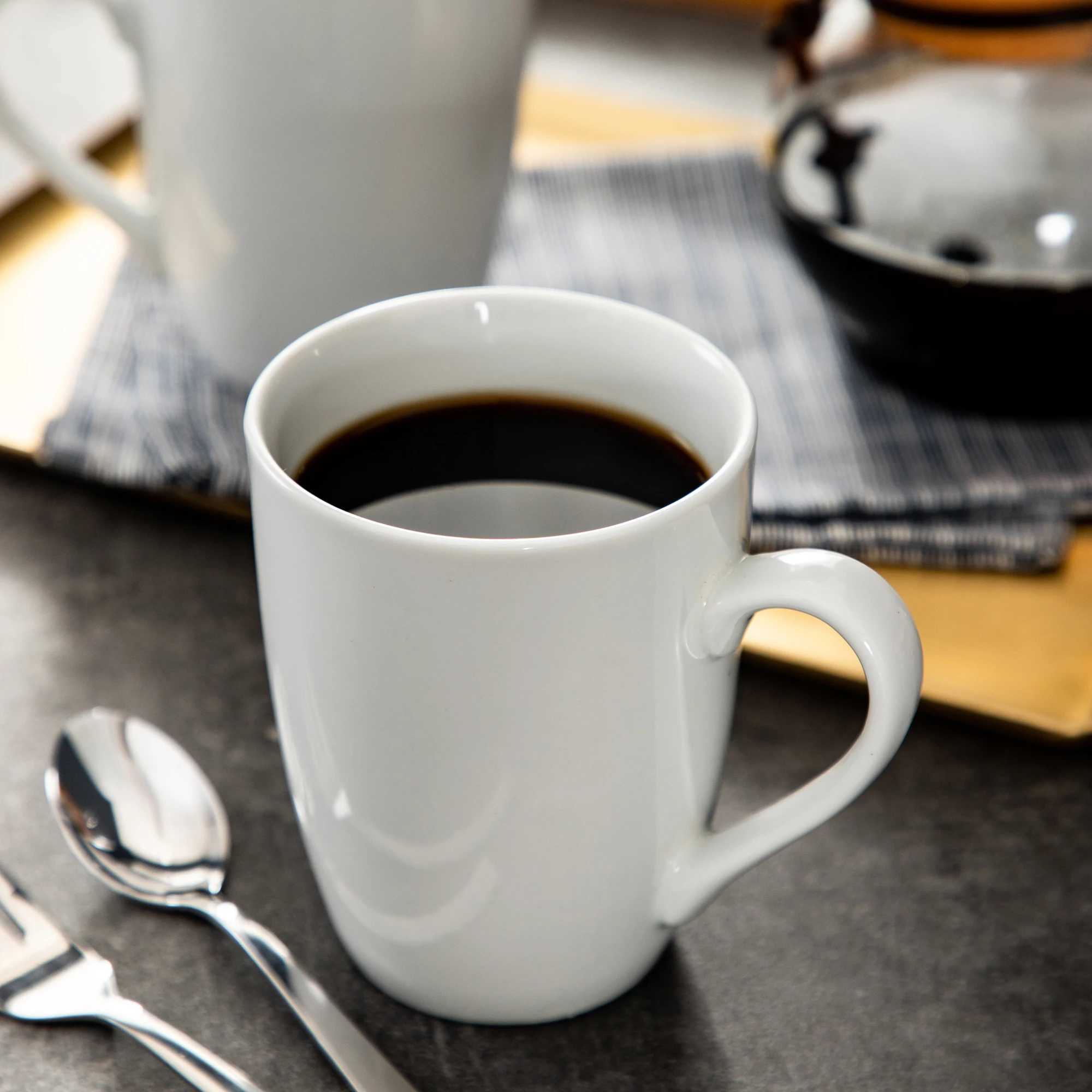 MALACASA Series Elisa 6 Pieces Ivory White Porcelain 360cc Coffee Mug Milk Cup D260323