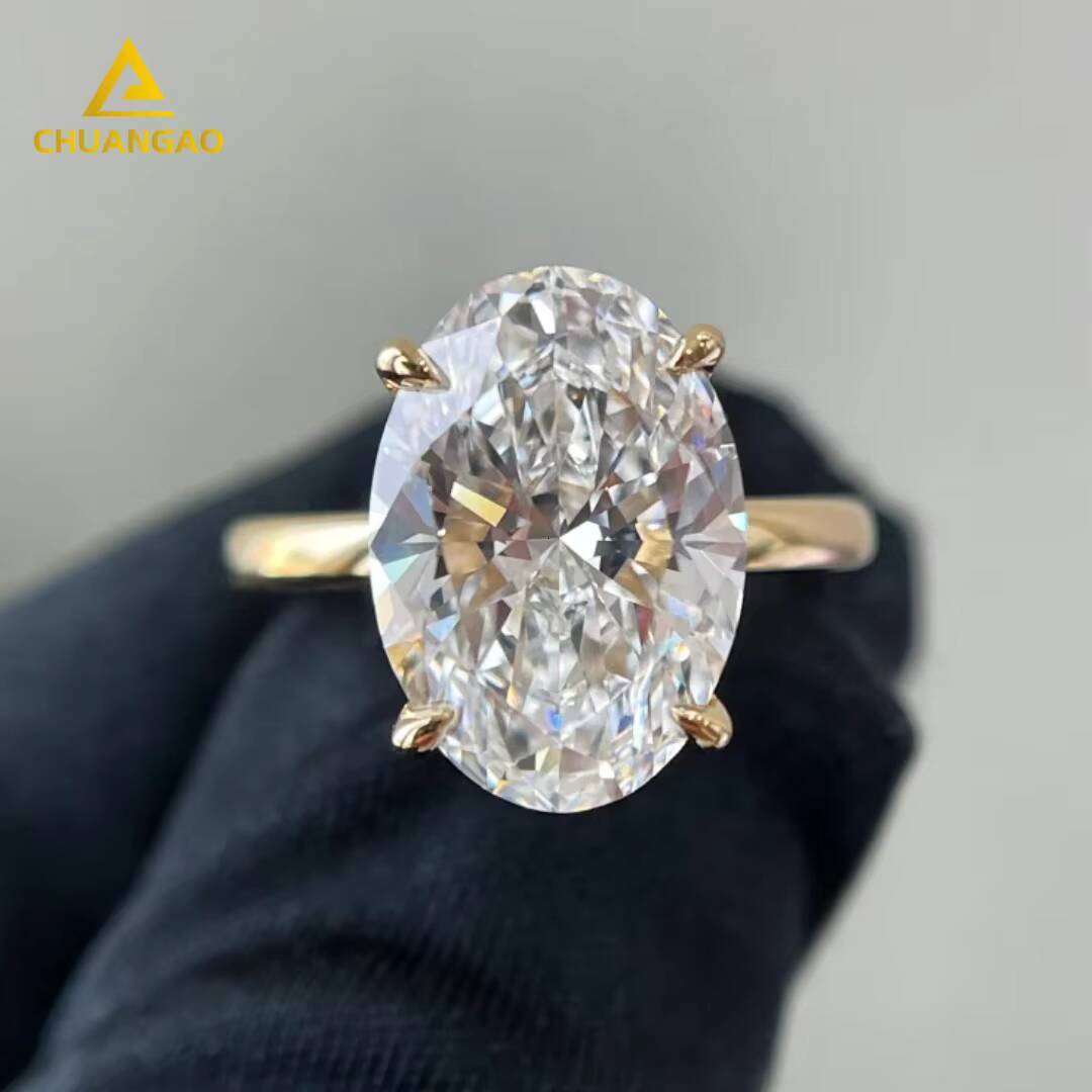 Wholesale Ring Lab Grown Diamond Class Ring 1ct 2ct 3ct 9k 14K 18k Solid Gold Oval Real Diamond Engagement Rings for Women