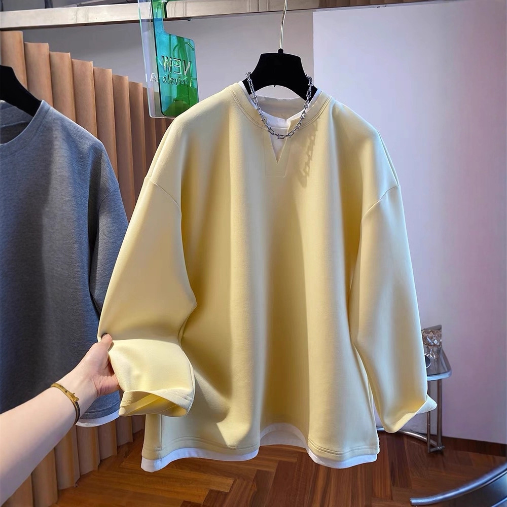 Plus Polo Size 150kg Fashionable Casual V-neck Faux Designer T-shirt Two-piece Sweatshirt For Women Loose Designer Hoodie Fit For Early Spring And Autumn Outerwear