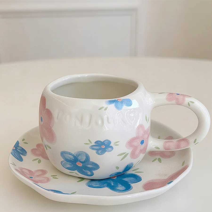 Ceramic cup Coffee cup Water cup Mug Tea cup Cup Office Personal Dedicated Japanese style Ceramic Floral pattern H260323