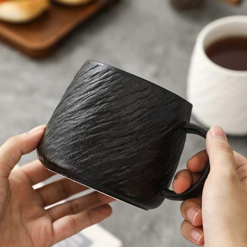 Stone Texture Ceramic Mug Large Capacity Solid Color Minimalist Design For Office Home Daily Coffee Tea Drinking Cup D260323