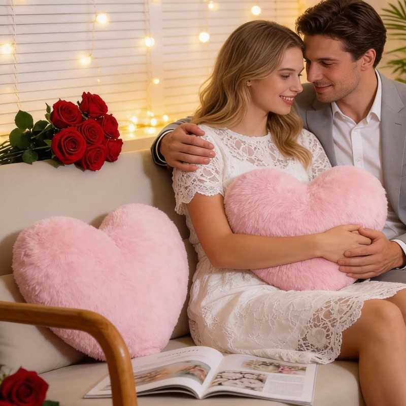 Pink Heart Pillow 30x40cm Decorative Cushion for Living Room Bedroom Sofa Chair Cozy Accent and Reading Nook Comfort H260323