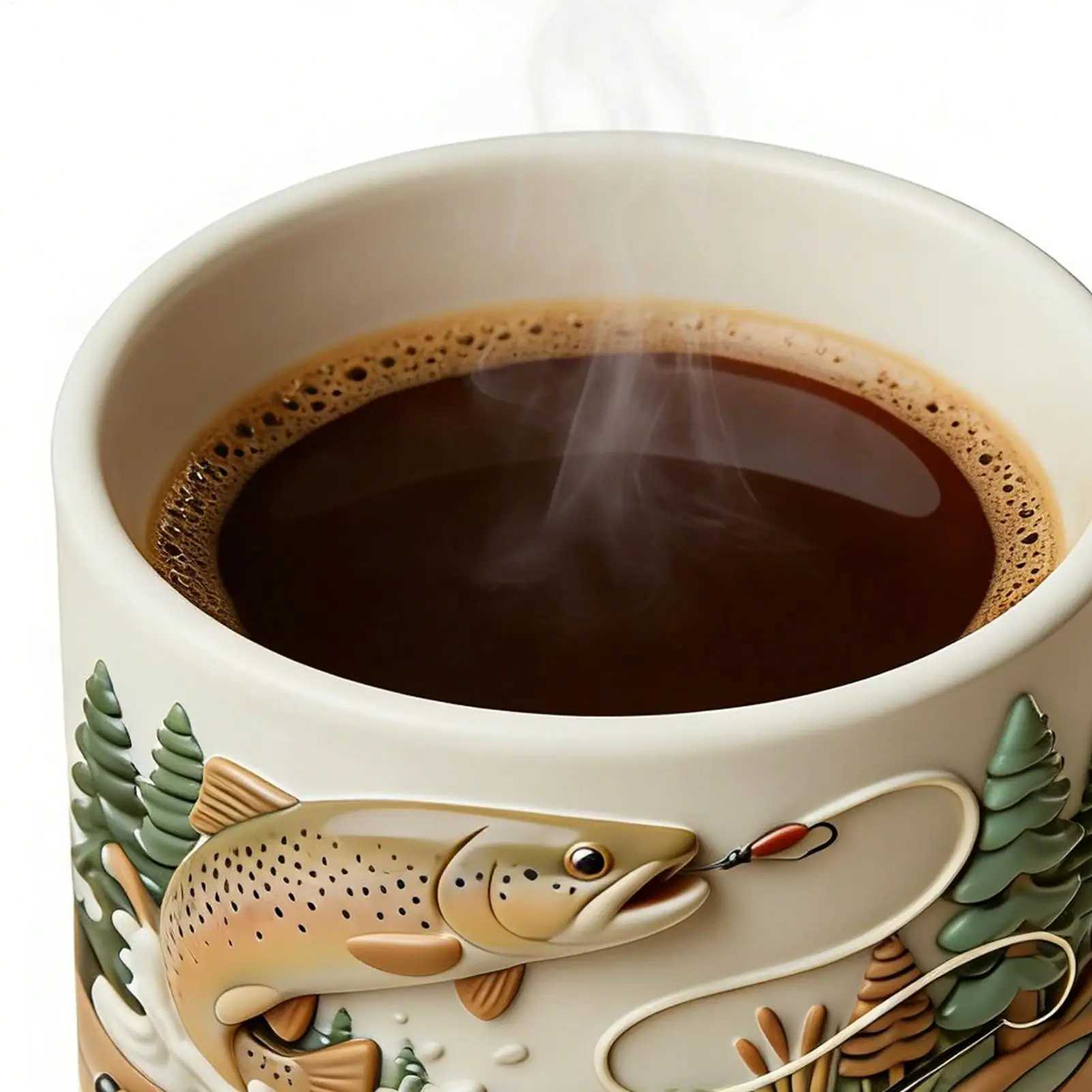 350ml Ceramic Fishing Mug Funny Novelty Drinkware Fisherman Coffee Mug for Cold Weather Outdoor Fishing Camping Hiking Picnic D260323