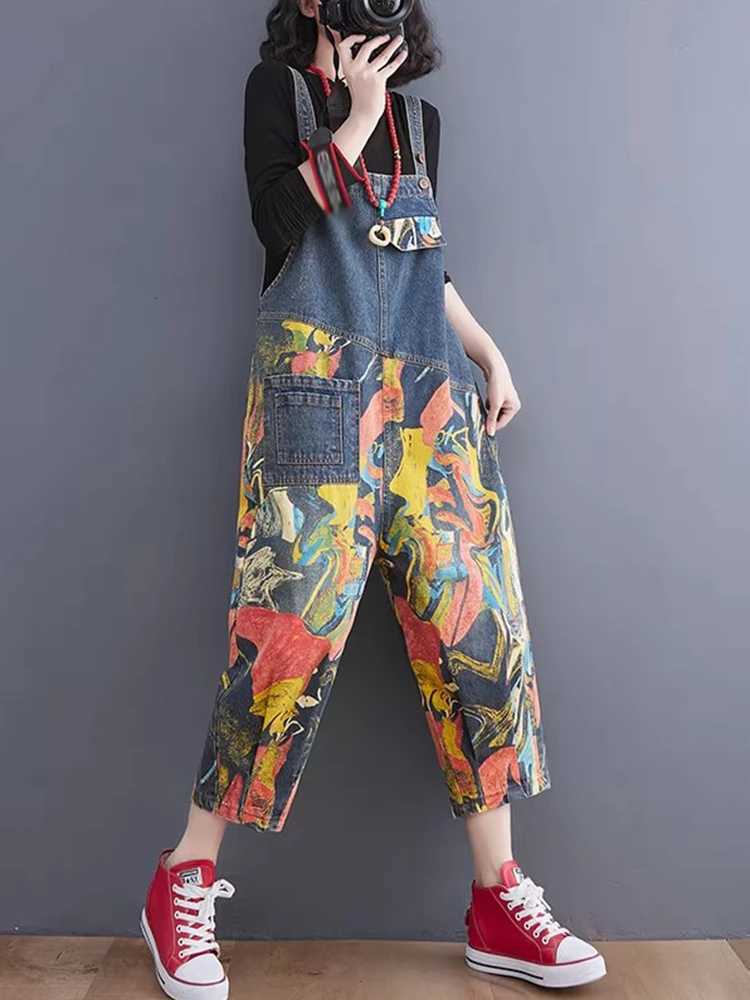 AmaxluluE Streetwear Summer Womens Fashion Denim Overalls Loose Vintage Jeans Ladies Casual Classic Pants Solid Trousers M260323