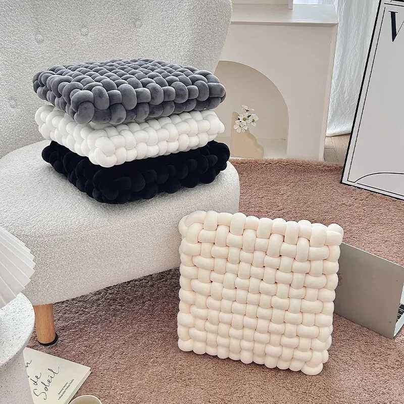 Aesthetic Knot Plush Cushion Nordic Square Stuffed Pillow Sofa Decorative Plush Pillow Floor Windowsill Weaven Cushion Decor H260323
